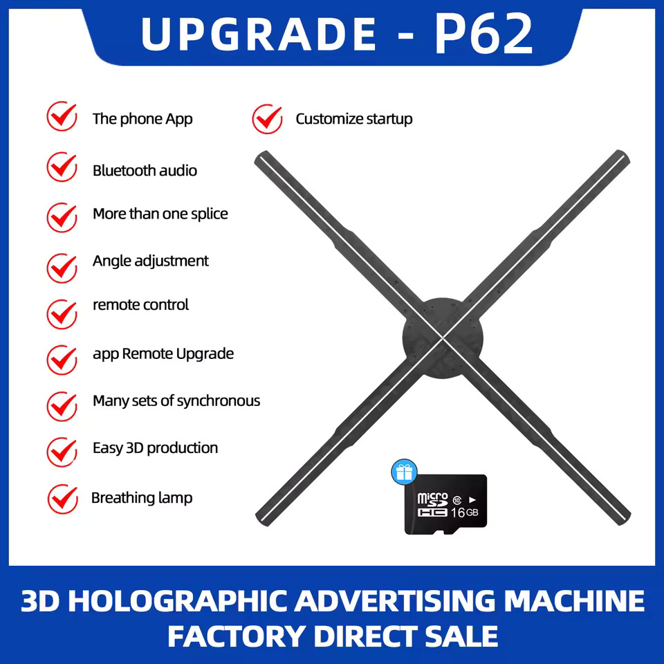 50cm Wifi Holographic Fan 3D Advertising Machine 576 LED Sign Neon Smart HD Player Support Video Picture Logo Holographic Light - Image 2