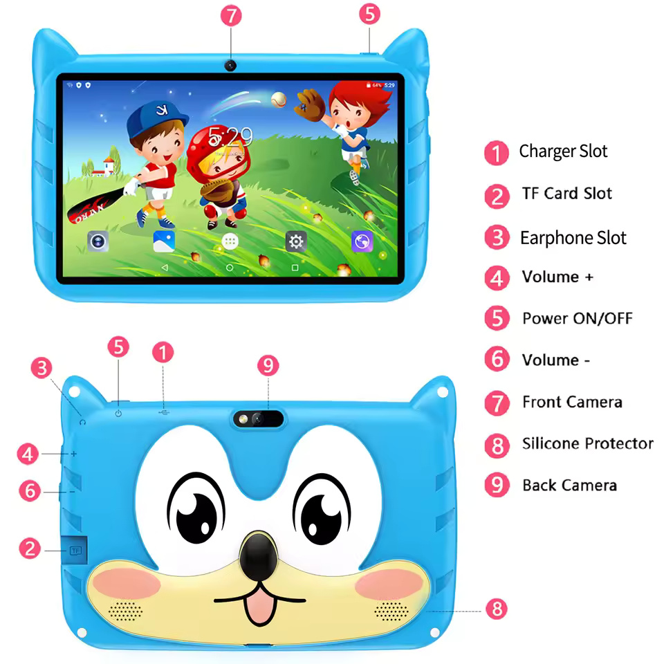 BDF 7" Kids Tablet – Android 13, 4GB RAM, 64GB ROM, 1TB Expandable, 5G WiFi, Dual Camera & 4000mAh Battery | Perfect Gift for Children! - Image 6